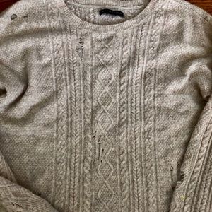 AEO Distressed Cable Knit Sweater